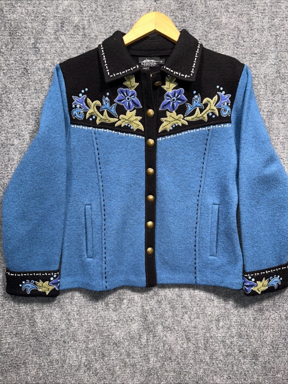 Vintage Icelandic Design Women’s Blue  Cardigan Jacket Size M 98% Wool